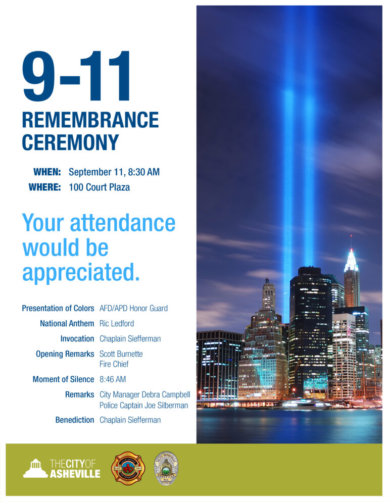 City of Asheville to hold 911 Remembrance Ceremony, open to the public