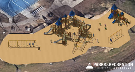 Designer's rendering of new Carrier Park playground looking northward