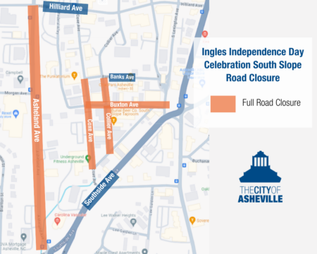 map depicting July 4 temporary  road closures 