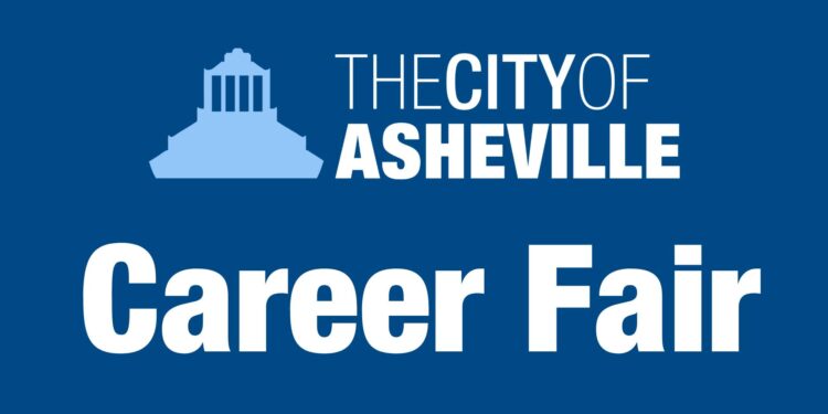 blue background with city logo and with the text that reads career fair