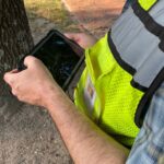 measurements being recorded on hand device