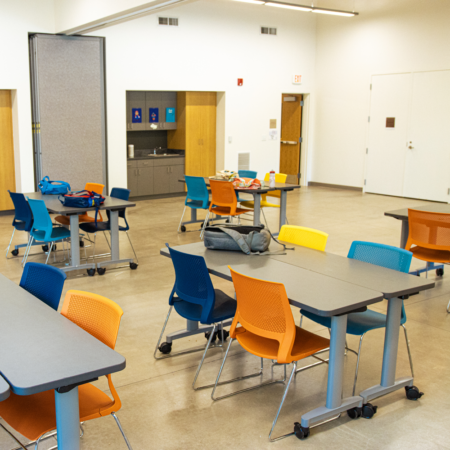 classroom with table and chairs