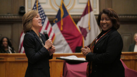 mayor Esther Maneimer and newly former Vice Mayor Sandra Kilgore